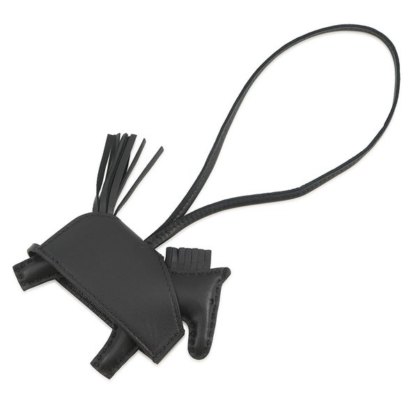 エルメス バッグチャーム ロデオPM ロベオ ロック ブラック/シルバー金具 ラムスキン/スイフト K刻印 HERMES 黒