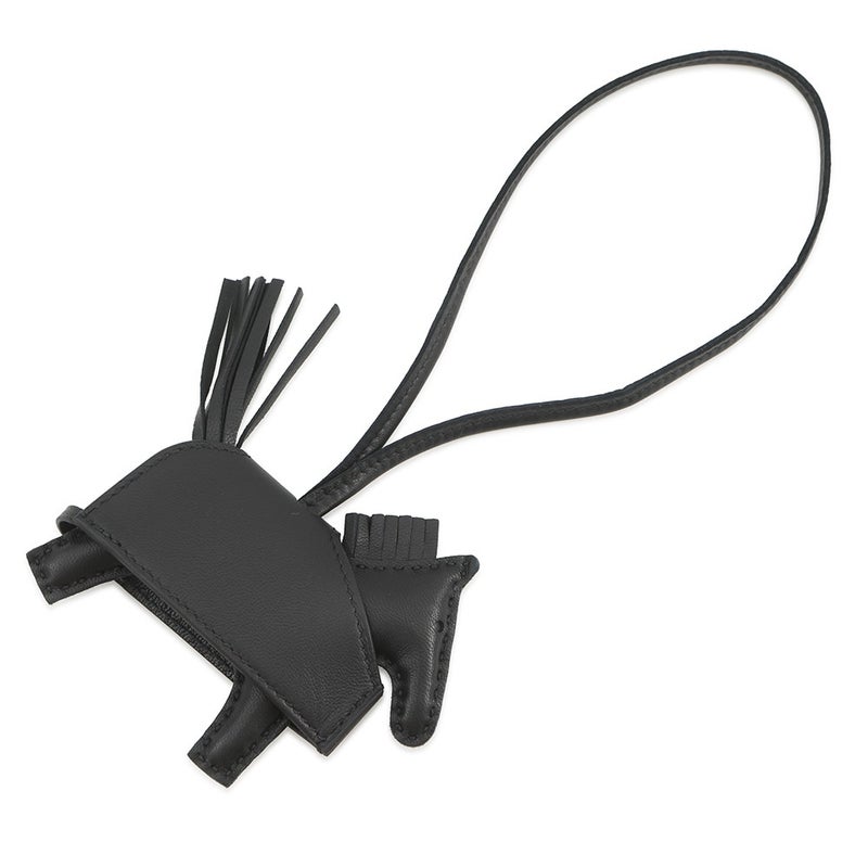 エルメス バッグチャーム ロデオPM ロベオ ロック ブラック/シルバー金具 ラムスキン/スイフト K刻印 HERMES 黒