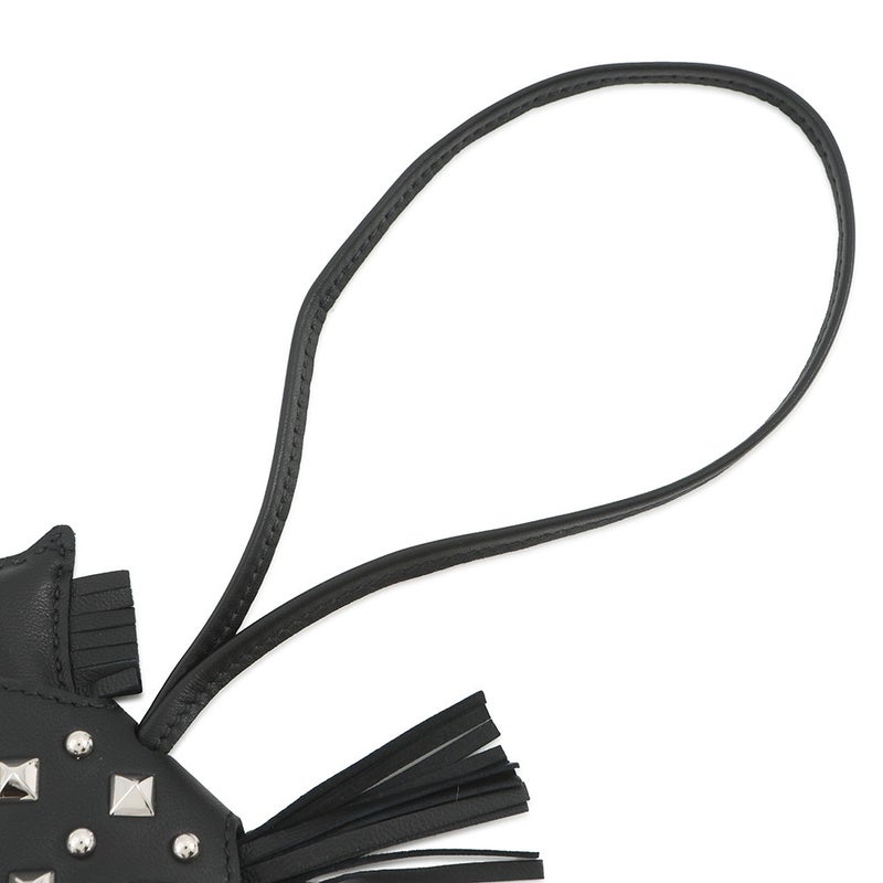 エルメス バッグチャーム ロデオPM ロベオ ロック ブラック/シルバー金具 ラムスキン/スイフト K刻印 HERMES 黒