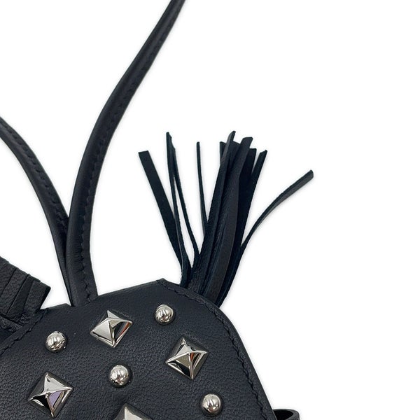 エルメス バッグチャーム ロデオPM ロベオ ロック ブラック/シルバー金具 ラムスキン/スイフト K刻印 HERMES 黒