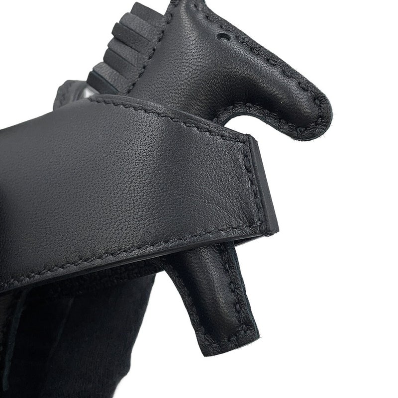 エルメス バッグチャーム ロデオPM ロベオ ロック ブラック/シルバー金具 ラムスキン/スイフト K刻印 HERMES 黒