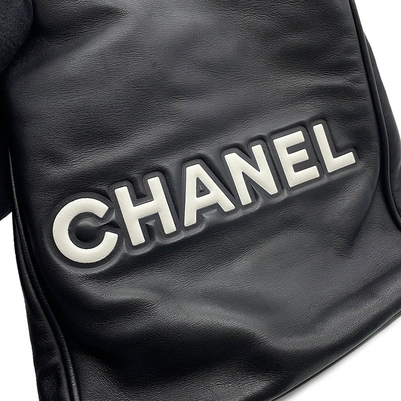 シャネル トートバッグ カメリア ロゴ ラムスキン A20856 CHANEL 黒 白