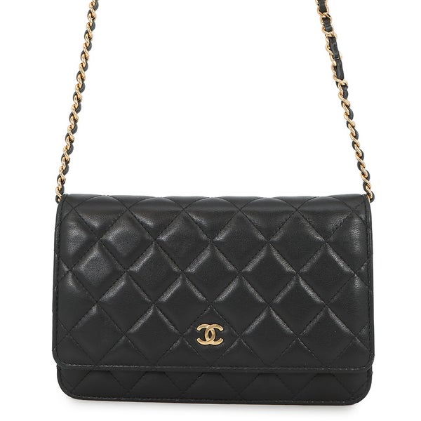 シャネル チェーンウォレット クラシック マトラッセ ココマーク ラムスキン AP0250 CHANEL 財布 黒