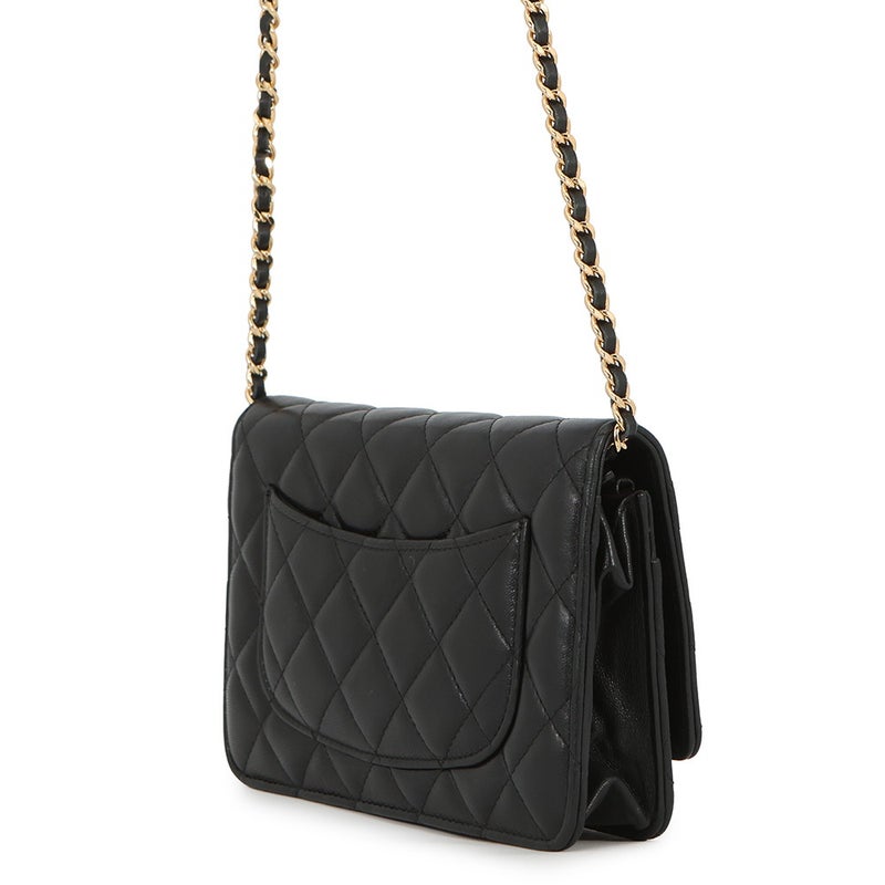 シャネル チェーンウォレット クラシック マトラッセ ココマーク ラムスキン AP0250 CHANEL 財布 黒