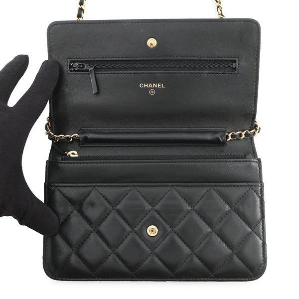 シャネル チェーンウォレット クラシック マトラッセ ココマーク ラムスキン AP0250 CHANEL 財布 黒