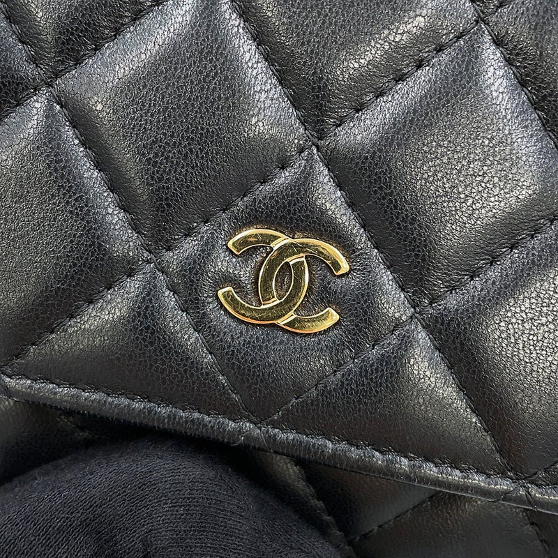 シャネル チェーンウォレット クラシック マトラッセ ココマーク ラムスキン AP0250 CHANEL 財布 黒