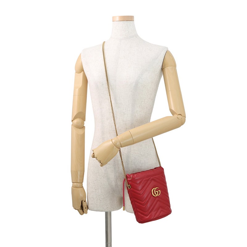 グッチ チェーンショルダーバッグ GGマーモント スモール バケットバッグ 573817 GUCCI バッグ ミニバッグ 巾着 キルティング