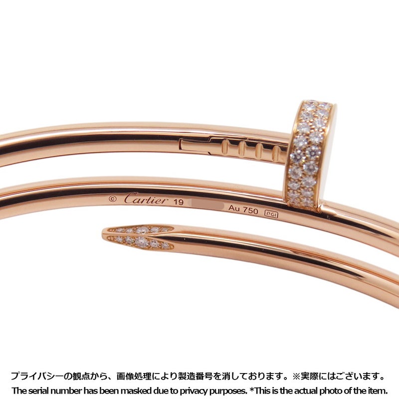 カルティエ ブレスレット ジュスト アン クル ダブル クラシックモデル ダイヤモンド 62P 計0.51ct K18PG サイズ19 N6708419 バングル