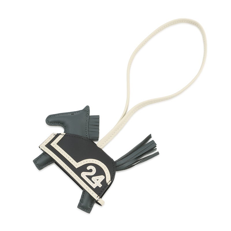 エルメス バッグチャーム ロデオPM ロベオ 24 ヴェールマングローブ/ブラック/クレ ラムスキン/スイフト K刻印 HERMES