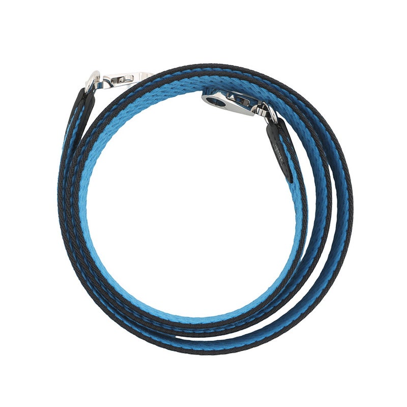 エルメス ショルダーストラップ バンドリエール サングル コルダージュ ブルー/ブラック/シルバー金具 K刻印