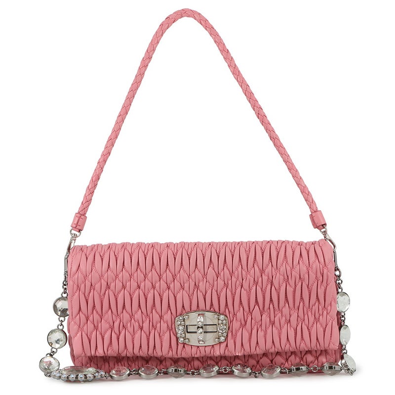 ミュウミュウ ショルダーバッグ ナッパクリスタル マテラッセ ビジュー RP0233 Miu Miu 2wayクラッチ