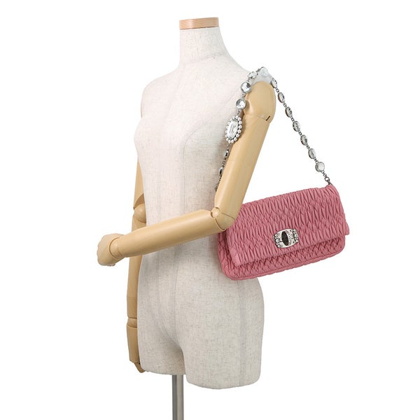 ミュウミュウ ショルダーバッグ ナッパクリスタル マテラッセ ビジュー RP0233 Miu Miu 2wayクラッチ