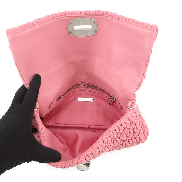 ミュウミュウ ショルダーバッグ ナッパクリスタル マテラッセ ビジュー RP0233 Miu Miu 2wayクラッチ