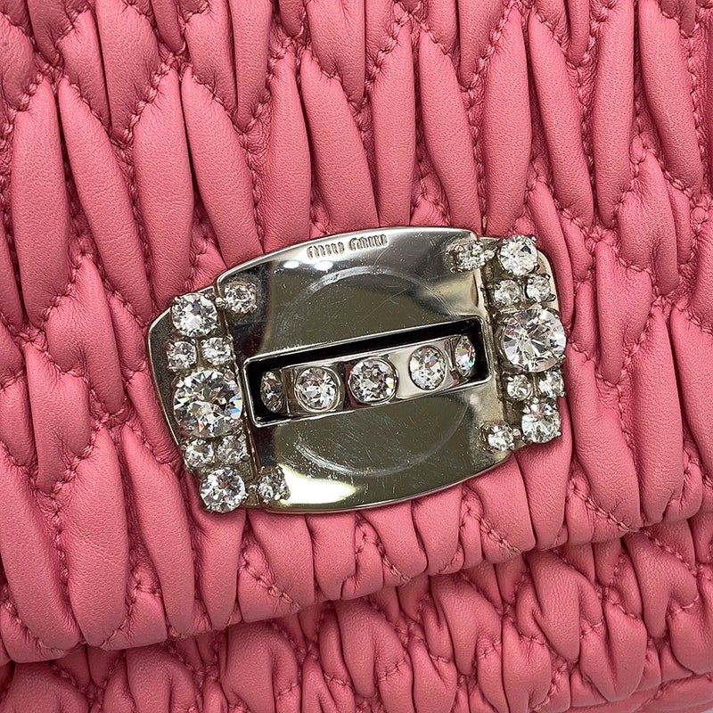 ミュウミュウ ショルダーバッグ ナッパクリスタル マテラッセ ビジュー RP0233 Miu Miu 2wayクラッチ