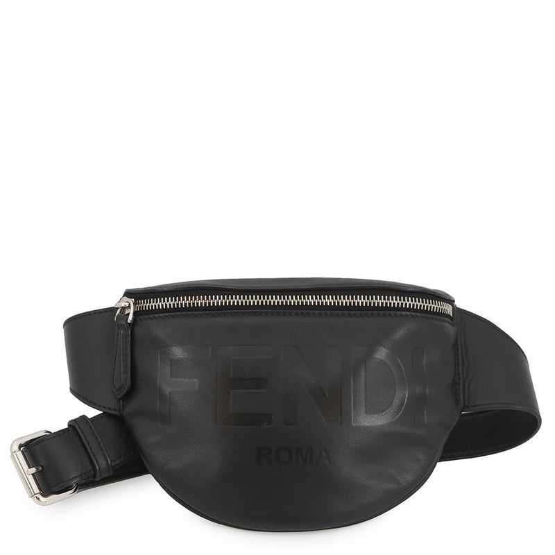 フェンディ ボディバッグ ロゴ レザー 7VA525 FENDI ベルトバッグ ウエストポーチ 黒