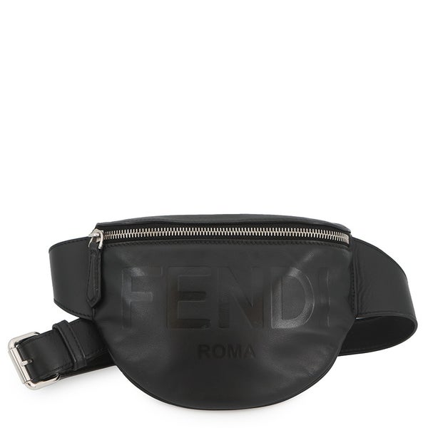 フェンディ ボディバッグ ロゴ レザー 7VA525 FENDI ベルトバッグ ウエストポーチ 黒