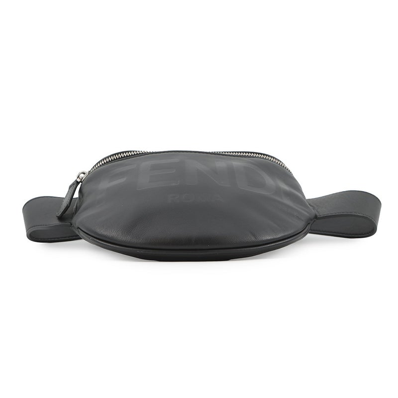 フェンディ ボディバッグ ロゴ レザー 7VA525 FENDI ベルトバッグ ウエストポーチ 黒