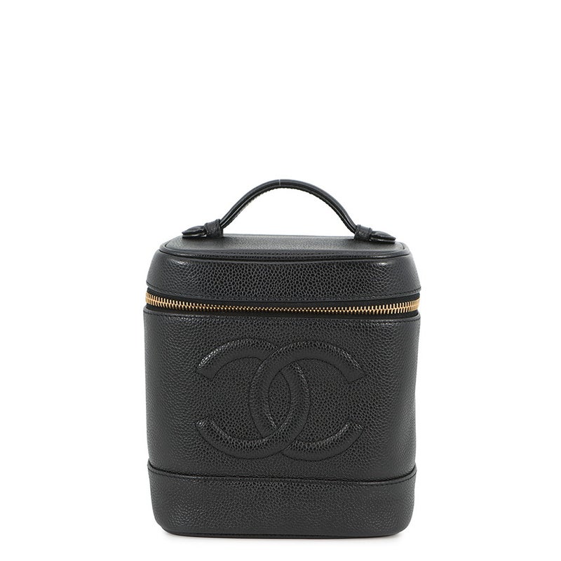 シャネル バニティバッグ ココマーク キャビアスキン 縦型 A01998 CHANEL 化粧ポーチ コスメポーチ 黒