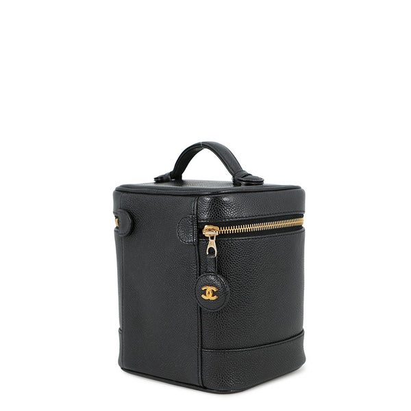 シャネル バニティバッグ ココマーク キャビアスキン 縦型 A01998 CHANEL 化粧ポーチ コスメポーチ 黒