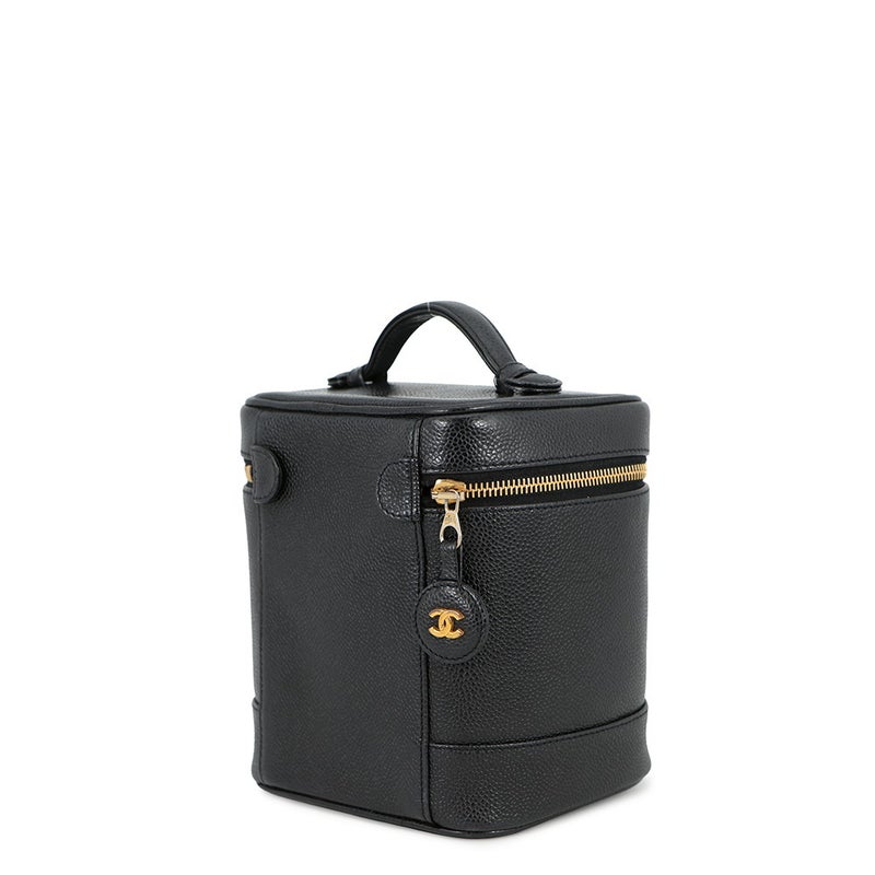 シャネル バニティバッグ ココマーク キャビアスキン 縦型 A01998 CHANEL 化粧ポーチ コスメポーチ 黒