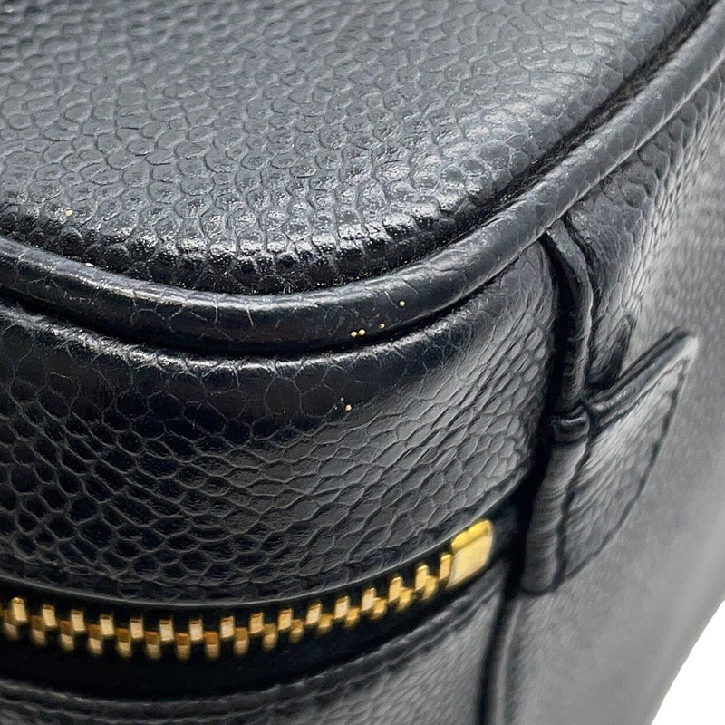 シャネル バニティバッグ ココマーク キャビアスキン 縦型 A01998 CHANEL 化粧ポーチ コスメポーチ 黒