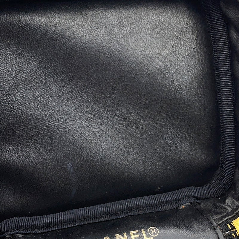 シャネル バニティバッグ ココマーク キャビアスキン 縦型 A01998 CHANEL 化粧ポーチ コスメポーチ 黒