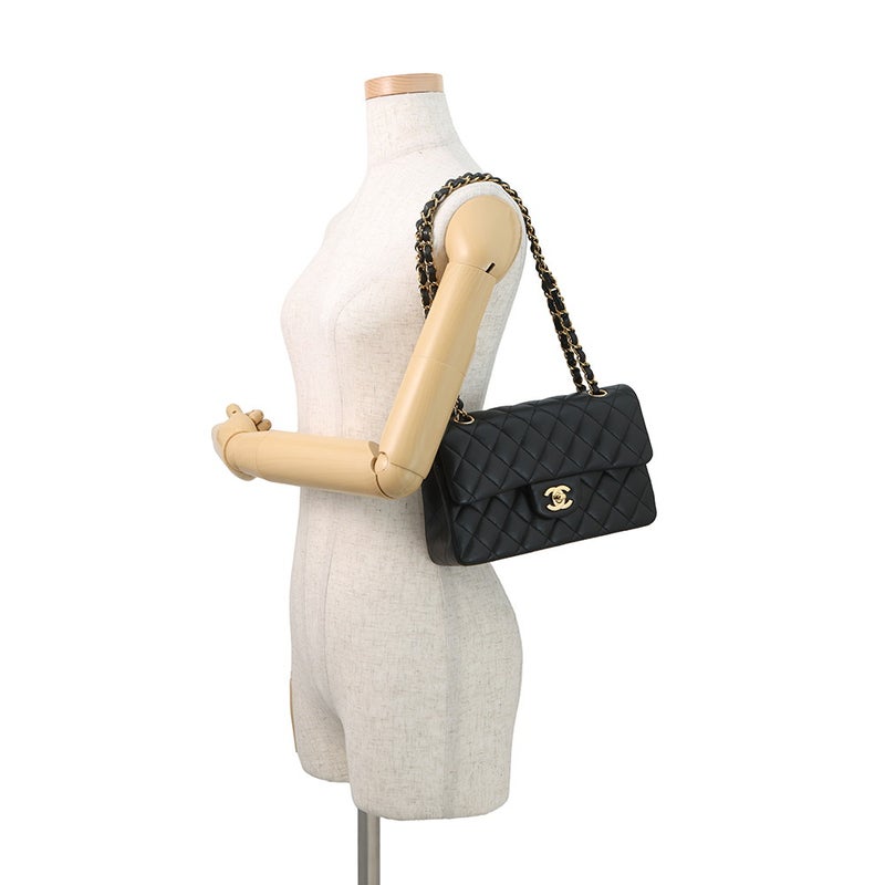 シャネル チェーンショルダーバッグ マトラッセ23 ココマーク ダブルチェーン ラムスキン A01113 CHANEL バッグ 黒