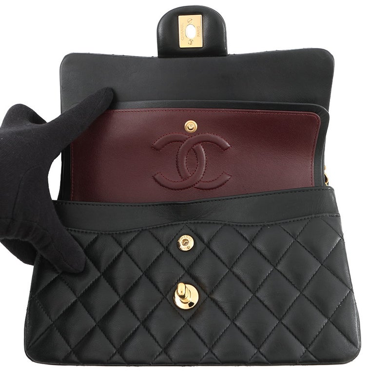 シャネル チェーンショルダーバッグ マトラッセ23 ココマーク ダブルチェーン ラムスキン A01113 CHANEL バッグ 黒