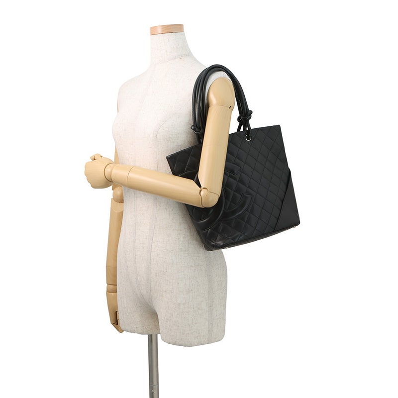 シャネル トートバッグ カンボンライン ココマーク ミディアム ラムスキン A25167 CHANEL バッグ 黒