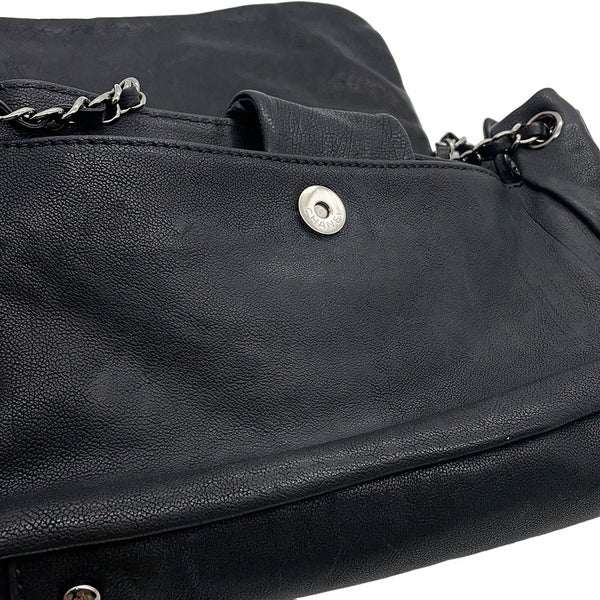 シャネル チェーンショルダーバッグ ココマーク デカココ レザー CHANEL バッグ 黒