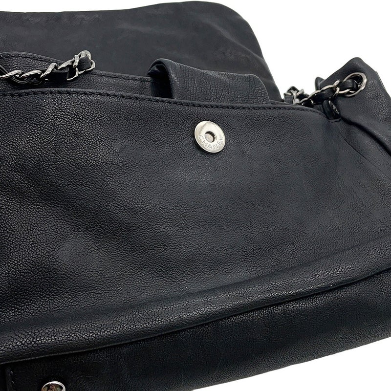 シャネル チェーンショルダーバッグ ココマーク デカココ レザー CHANEL バッグ 黒