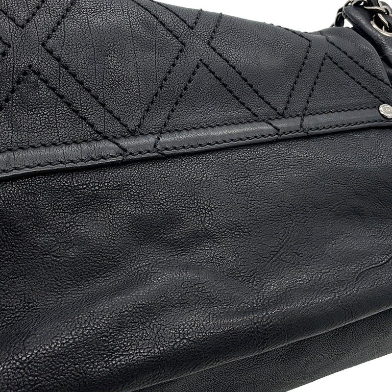 シャネル チェーンショルダーバッグ ココマーク デカココ レザー CHANEL バッグ 黒