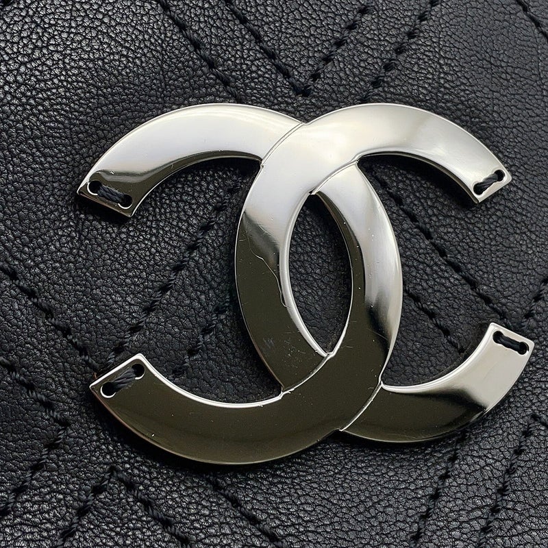 シャネル チェーンショルダーバッグ ココマーク デカココ レザー CHANEL バッグ 黒