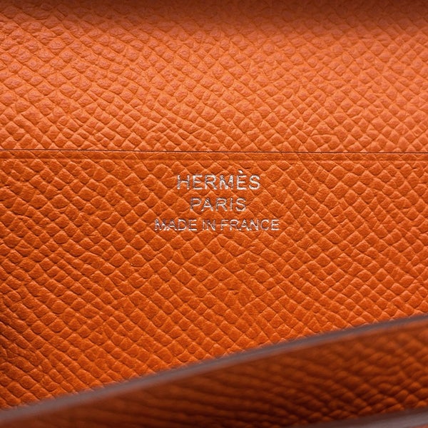 エルメス 長財布 ベアンスフレ ヴェルソ ルビー/オレンジ/シルバー金具 エプソン B刻印 財布