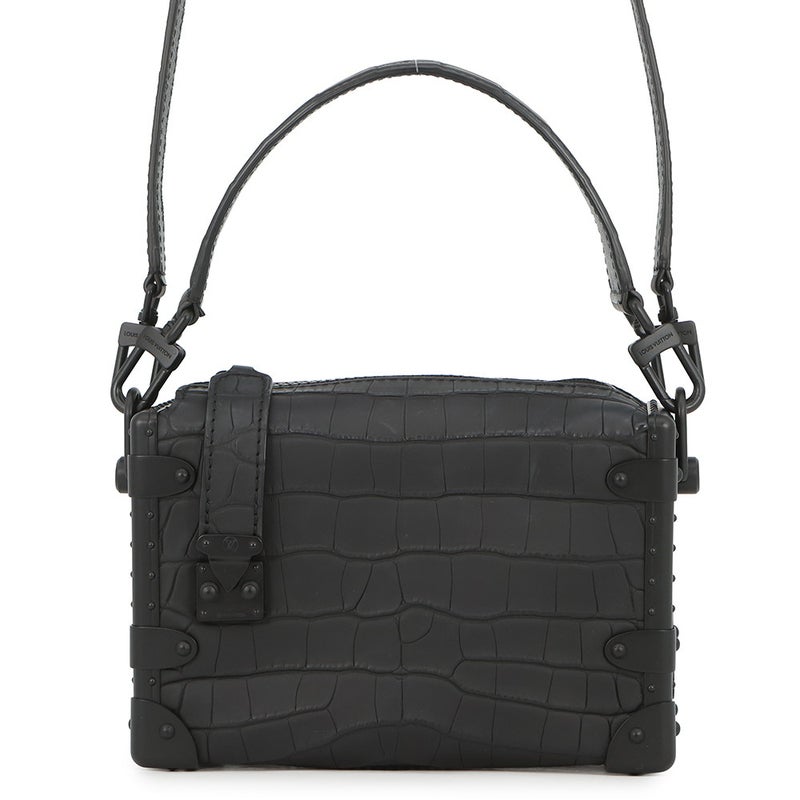 ルイヴィトン ハンドバッグ クロコダイル サイドトランクPM N85811 LOUIS VUITTON 2way 黒 ブラック