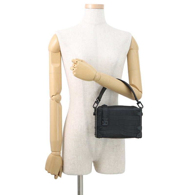ルイヴィトン ハンドバッグ クロコダイル サイドトランクPM N85811 LOUIS VUITTON 2way 黒 ブラック