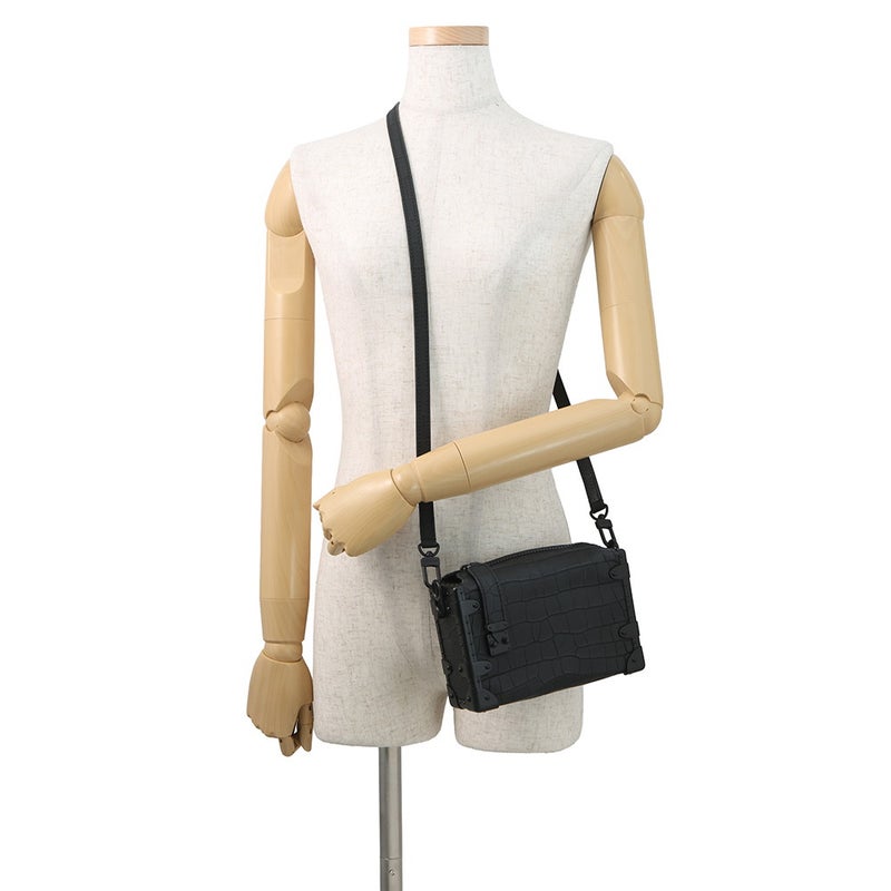 ルイヴィトン ハンドバッグ クロコダイル サイドトランクPM N85811 LOUIS VUITTON 2way 黒 ブラック