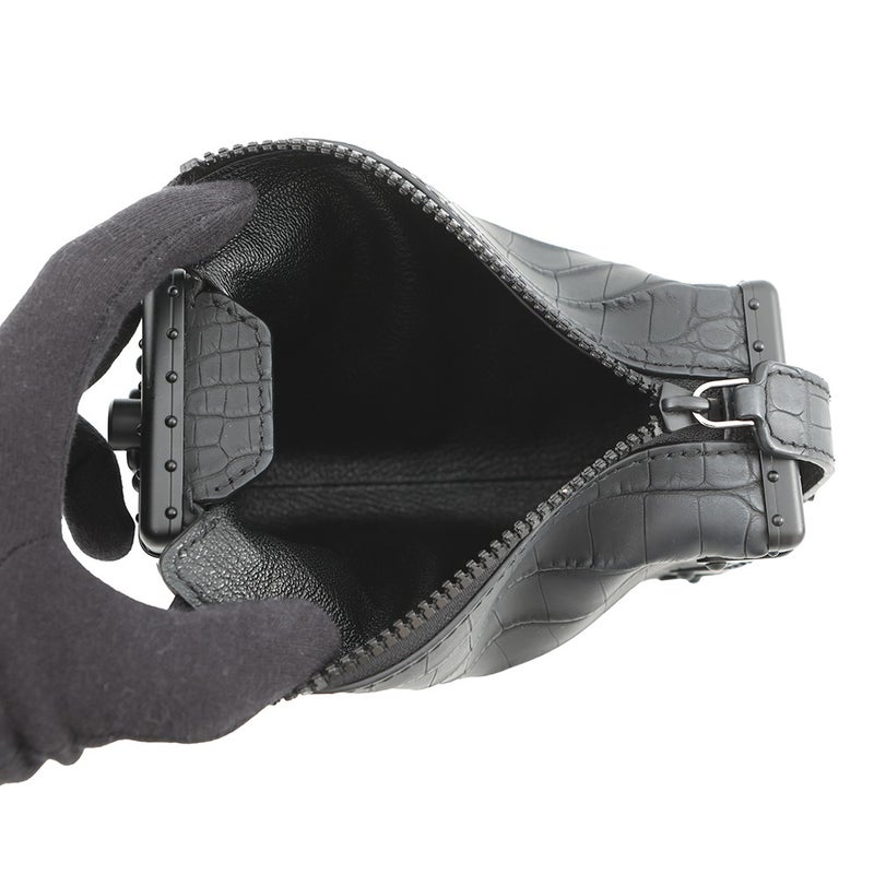 ルイヴィトン ハンドバッグ クロコダイル サイドトランクPM N85811 LOUIS VUITTON 2way 黒 ブラック