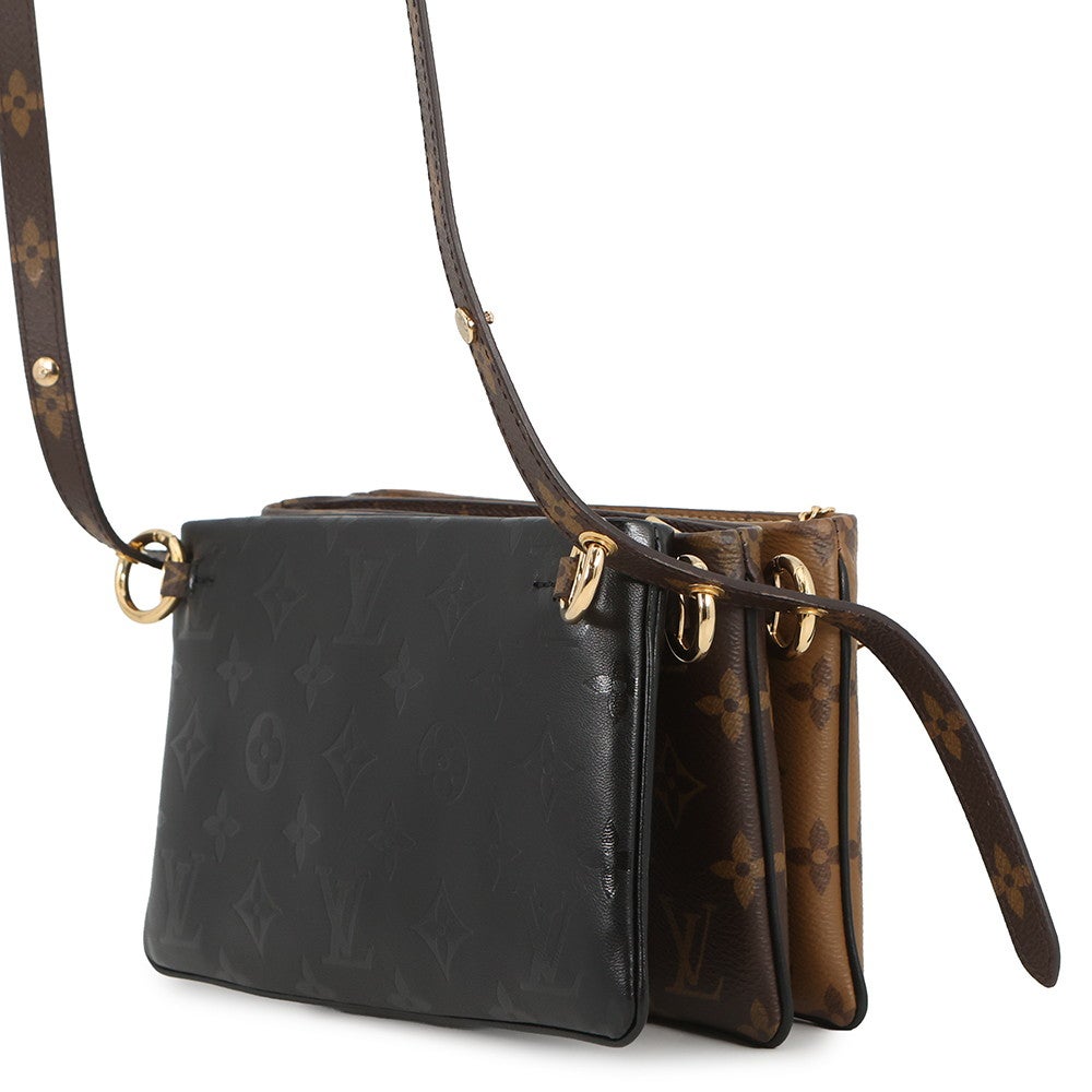ルイヴィトン ショルダーバッグ モノグラム・リバース ラムスキン ポシェット・LV3 M45412 LOUIS VUITTON 黒 ブラック ルイヴィトン ショルダーバッグ モノグラム・リバース ラムスキン