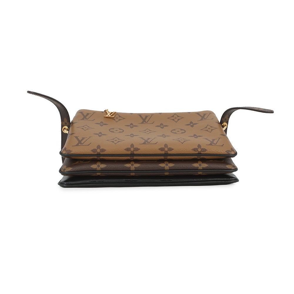 ルイヴィトン ショルダーバッグ モノグラム・リバース ラムスキン ポシェット・LV3 M45412 LOUIS VUITTON 黒 ブラック ルイヴィトン ショルダーバッグ モノグラム・リバース ラムスキン