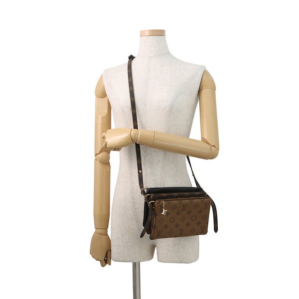 ルイヴィトン ショルダーバッグ モノグラム・リバース ラムスキン ポシェット・LV3 M45412 LOUIS VUITTON 黒 ブラック