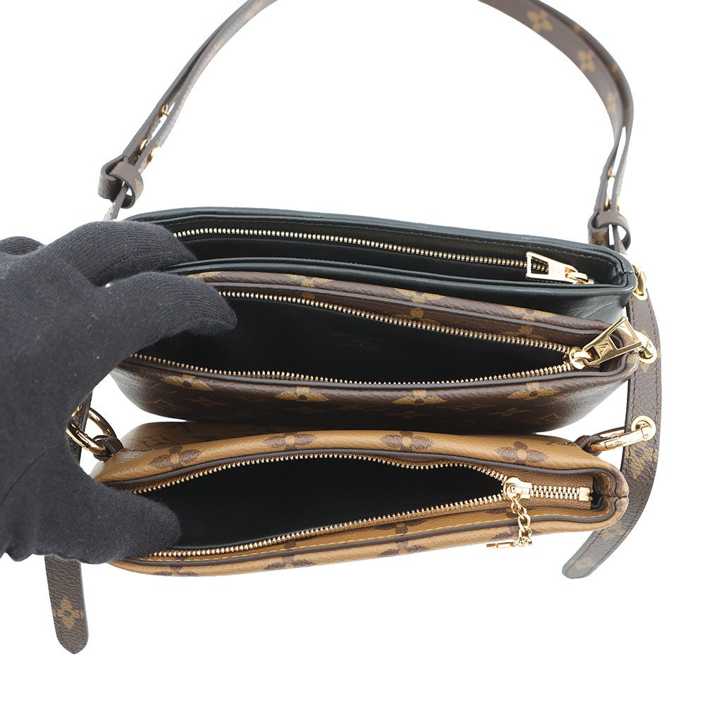 ルイヴィトン ショルダーバッグ モノグラム・リバース ラムスキン ポシェット・LV3 M45412 LOUIS VUITTON 黒 ブラック ルイヴィトン ショルダーバッグ モノグラム・リバース ラムスキン