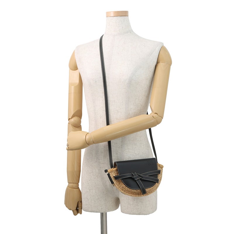 ロエベ ショルダーバッグ ゲート ミニ ラフィア レザー 329.13.U62 LOEWE 黒