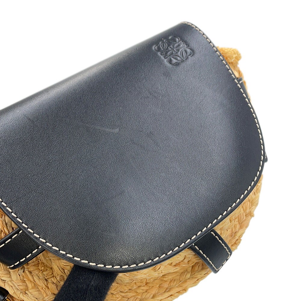 ロエベ ショルダーバッグ ゲート ミニ ラフィア レザー 329.13.U62 LOEWE 黒 Gate（LOEWE） ロエベ ゲートバッグミニ 329.13.U62 ラフィア レザー