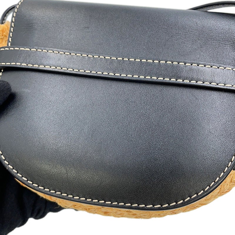 ロエベ ショルダーバッグ ゲート ミニ ラフィア レザー 329.13.U62 LOEWE 黒