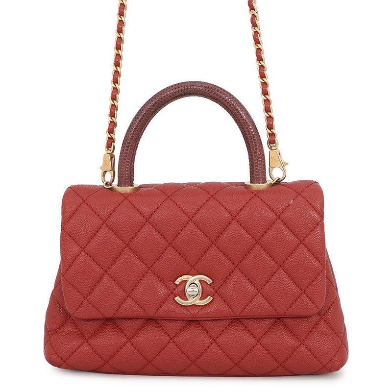 シャネル ハンドバッグ マトラッセ ココマーク ココハンドル リザード/キャビアスキン XS A92990 2wayショルダーバッグ