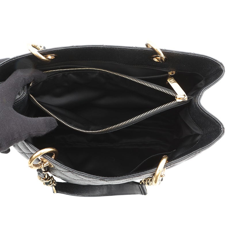 シャネル チェーントートバッグ ココマーク マトラッセ GST キャビアスキン A50995 CHANEL ショルダーバッグ 黒