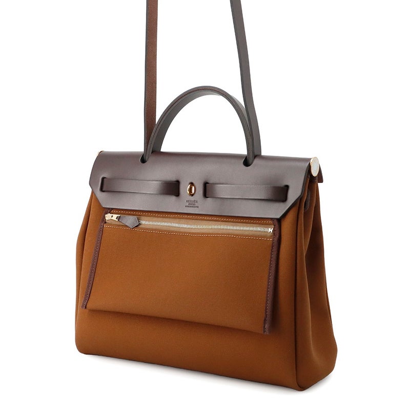 エルメス エールバッグジップPM フォーブ/エベンヌ/ゴールド金具/ラッカー金具 トワルオフィシエ/ヴァッシュハンター K刻印