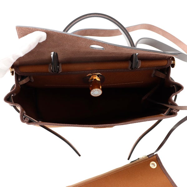 エルメス エールバッグジップPM フォーブ/エベンヌ/ゴールド金具/ラッカー金具 トワルオフィシエ/ヴァッシュハンター K刻印