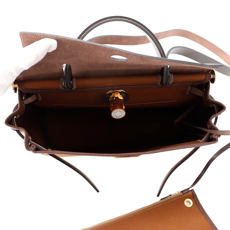 エルメス エールバッグジップPM フォーブ/エベンヌ/ゴールド金具/ラッカー金具 トワルオフィシエ/ヴァッシュハンター K刻印